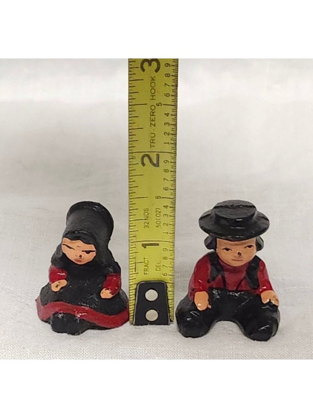 Vintage Cast Iron Amish Figurine Set Of 5 Hand-Painted Miniatures With Desk - Picture 9 of 9
